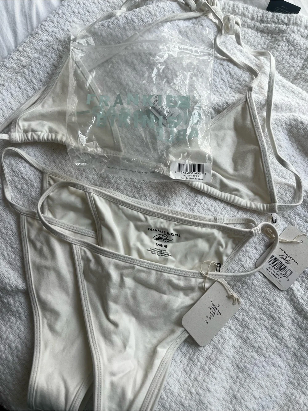 Frankie's Bikinis x Pamela Anderson Zeus White Cotton Bikini Set